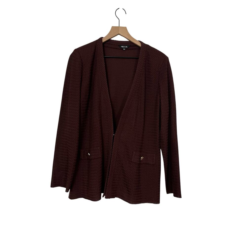 Misook Womens Long Sleeve Purple Plum Tailored Cardigan Size Large Classic